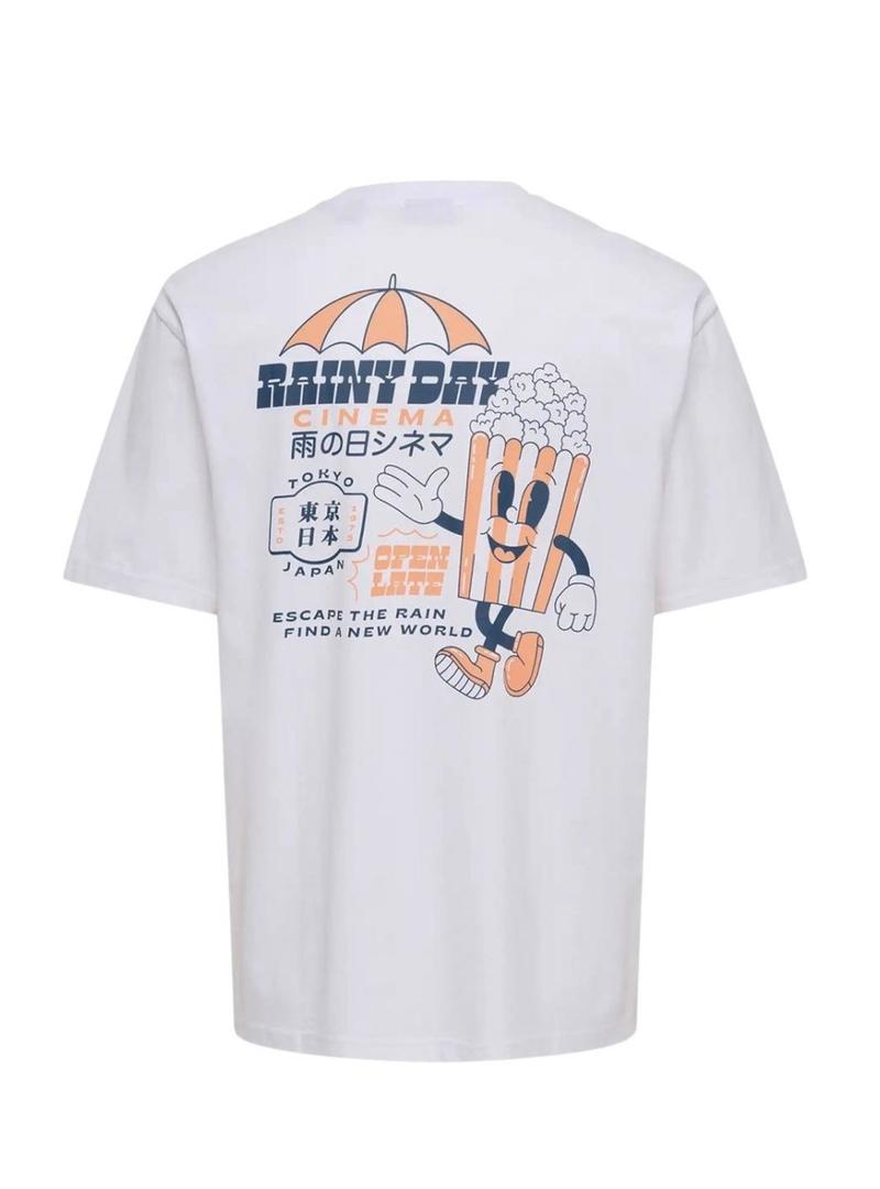 Camiseta Only and Sons Tristan Dia Chuvoso branca para homem