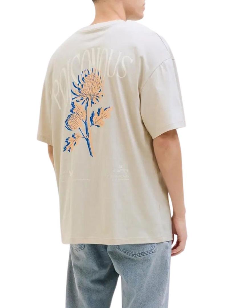 Camiseta Jack and Jones Charge beige para homem.