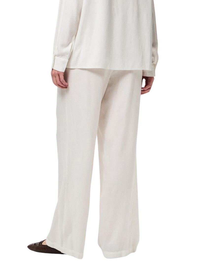 Calças Pieces Pia Wide brancas para mulher