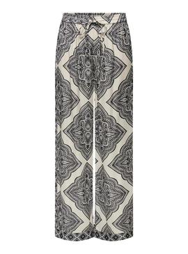 Calça étnica preta e branca Only Hairon para mulher.