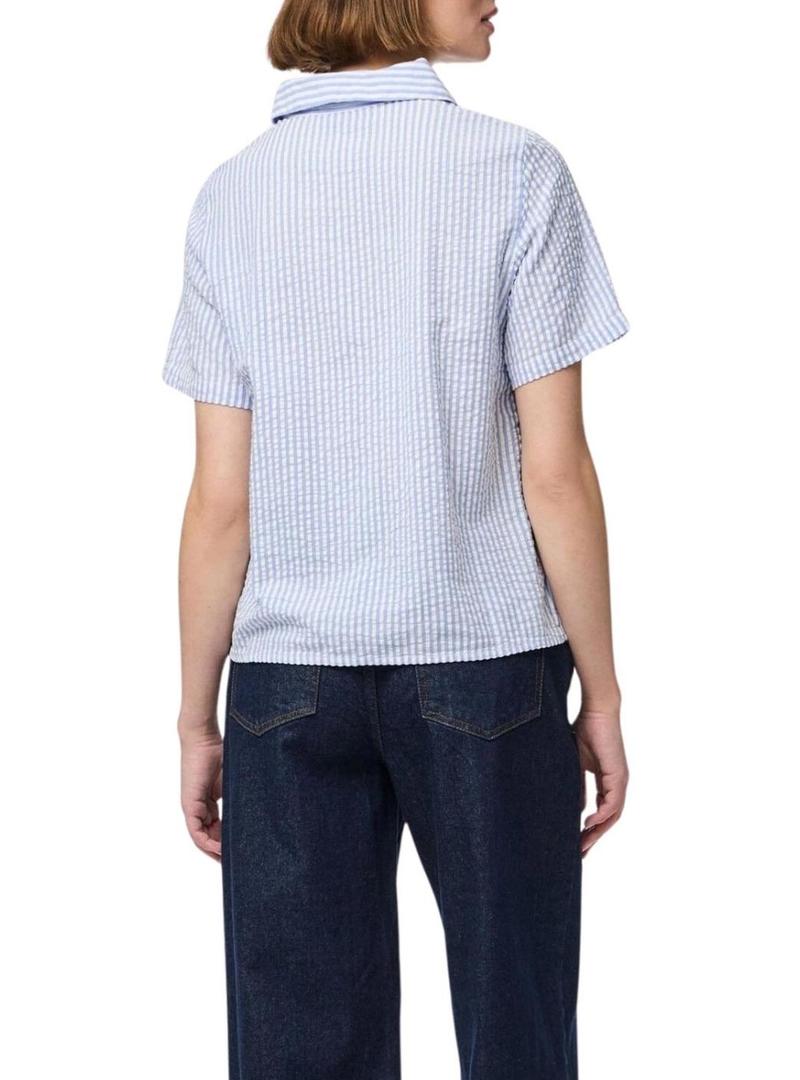 Camisa Pieces Sally azul para mulher.