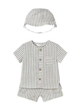 Conjunto Mayoral camisa e short listrado para bebê.