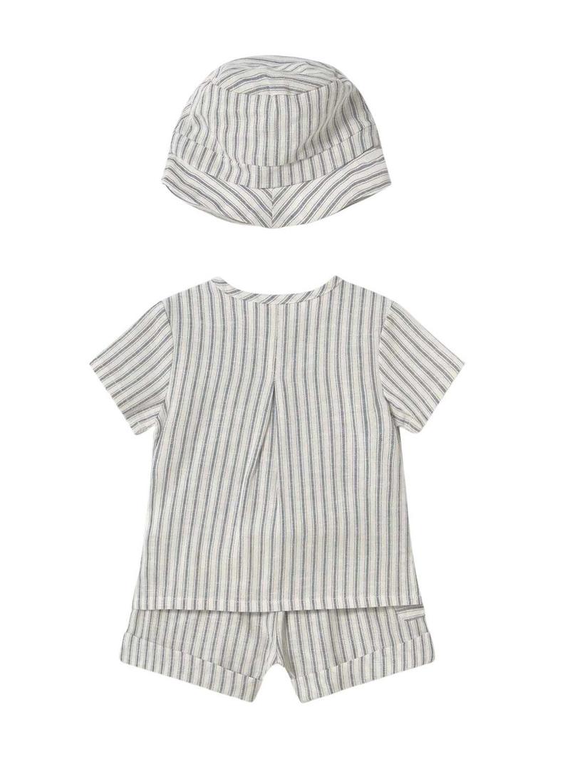 Conjunto Mayoral camisa e short listrado para bebê.