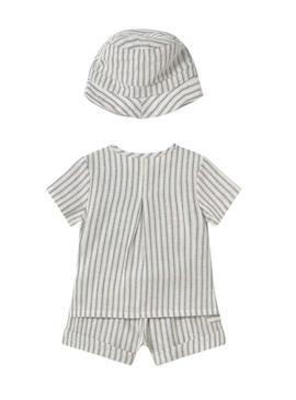 Conjunto Mayoral camisa e short listrado para bebê.