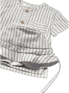 Conjunto Mayoral camisa e short listrado para bebê.