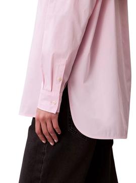 Camisa Calvin Klein Jeans Poplin oversize rosa para mulher.