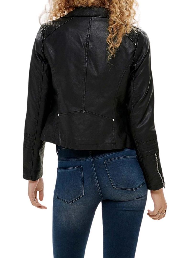 Jaqueta de couro sintético preto Only Gemma para mulher