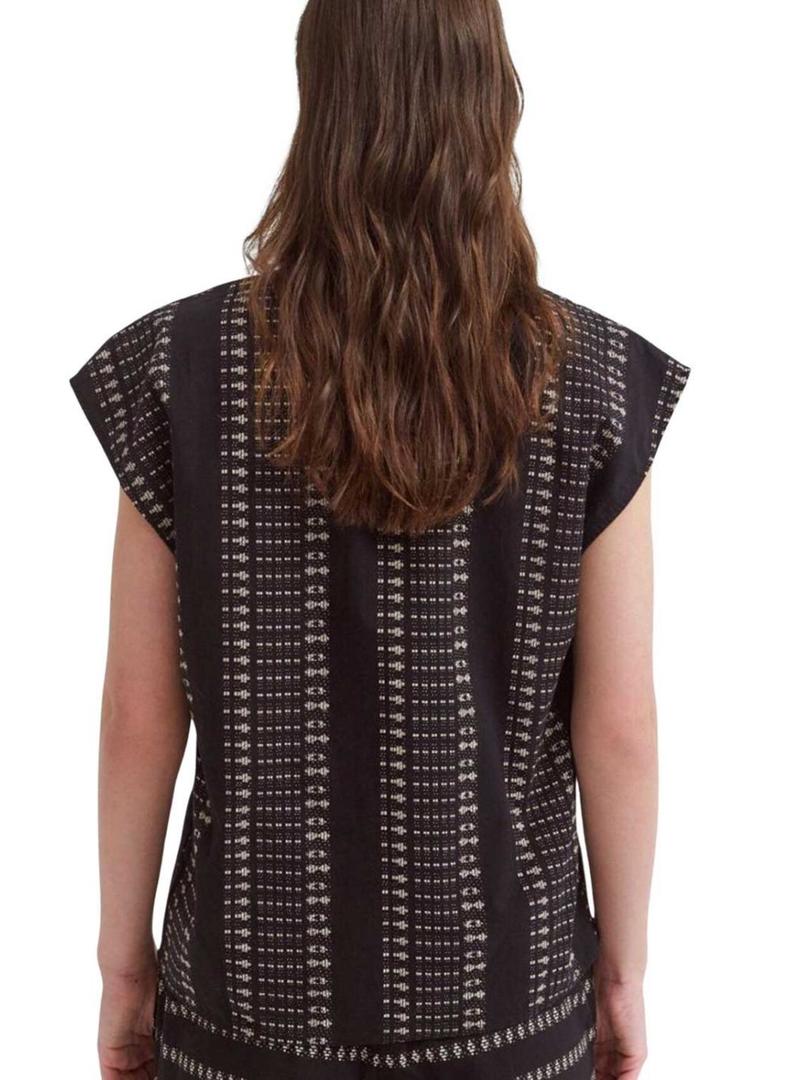 Top Vila Savila preto de babado de mulher 