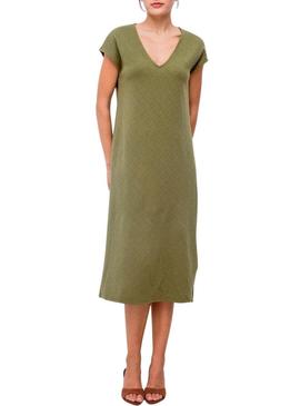 Vestido Vila Viadoria verde midi para mulher.