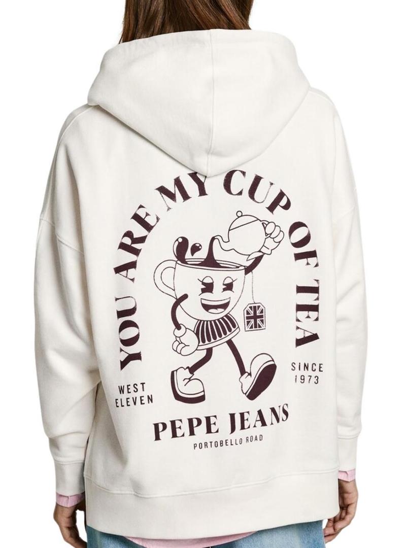 Moletom Pepe Jeans Raylin branco para mulher.