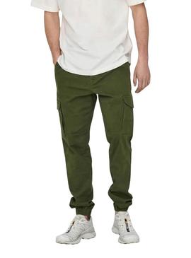 Calça Only and Sons Carter cargo verde para homem