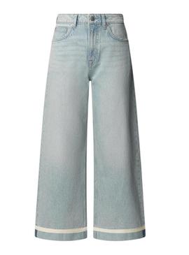 Calça jeans Pepe Jeans Wide Trun Up para mulher.