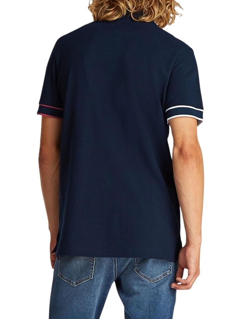 Polo Tommy Jeans Slim Flag azul marinho para homem.