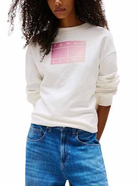Moletom Tommy Jeans Gradient branco para mulher