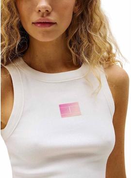 Camiseta Tommy Jeans Gradient branco para mulher
