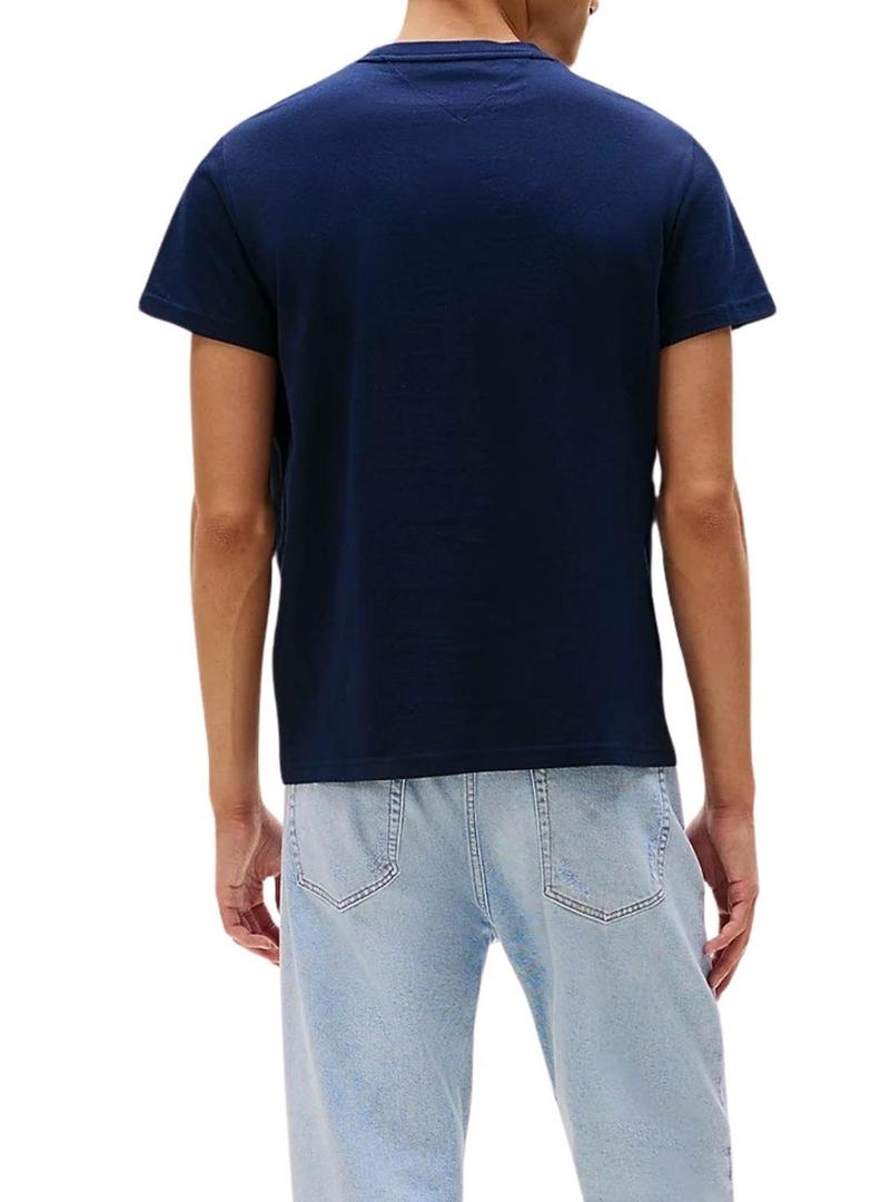 Camiseta Tommy Jeans Flag Slim azul marinho para homem