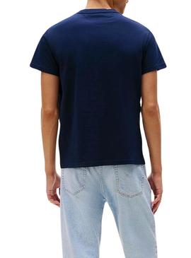 Camiseta Tommy Jeans Flag Slim azul marinho para homem