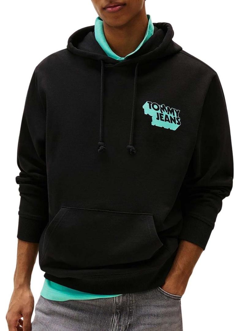 Moletom Tommy Jeans Stack Backprint preto para homem