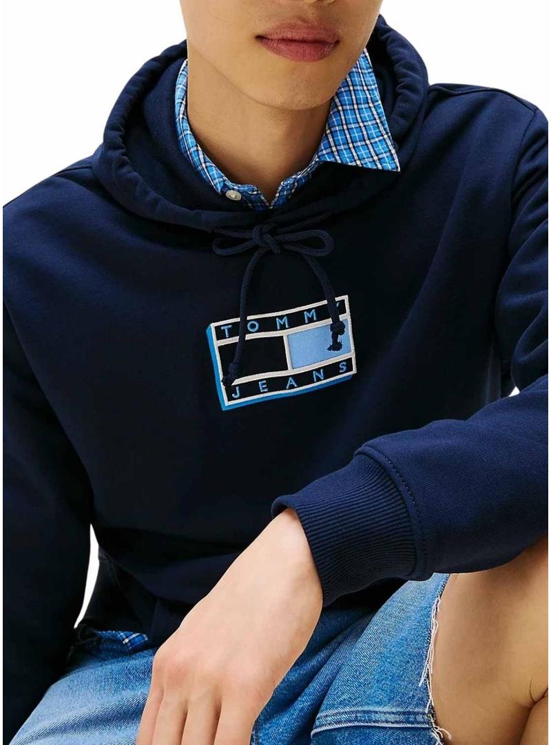 Moletom Tommy Jeans Pop azul marinho para homens.