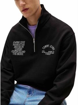 Camisola Tommy Jeans New York preta para homem.