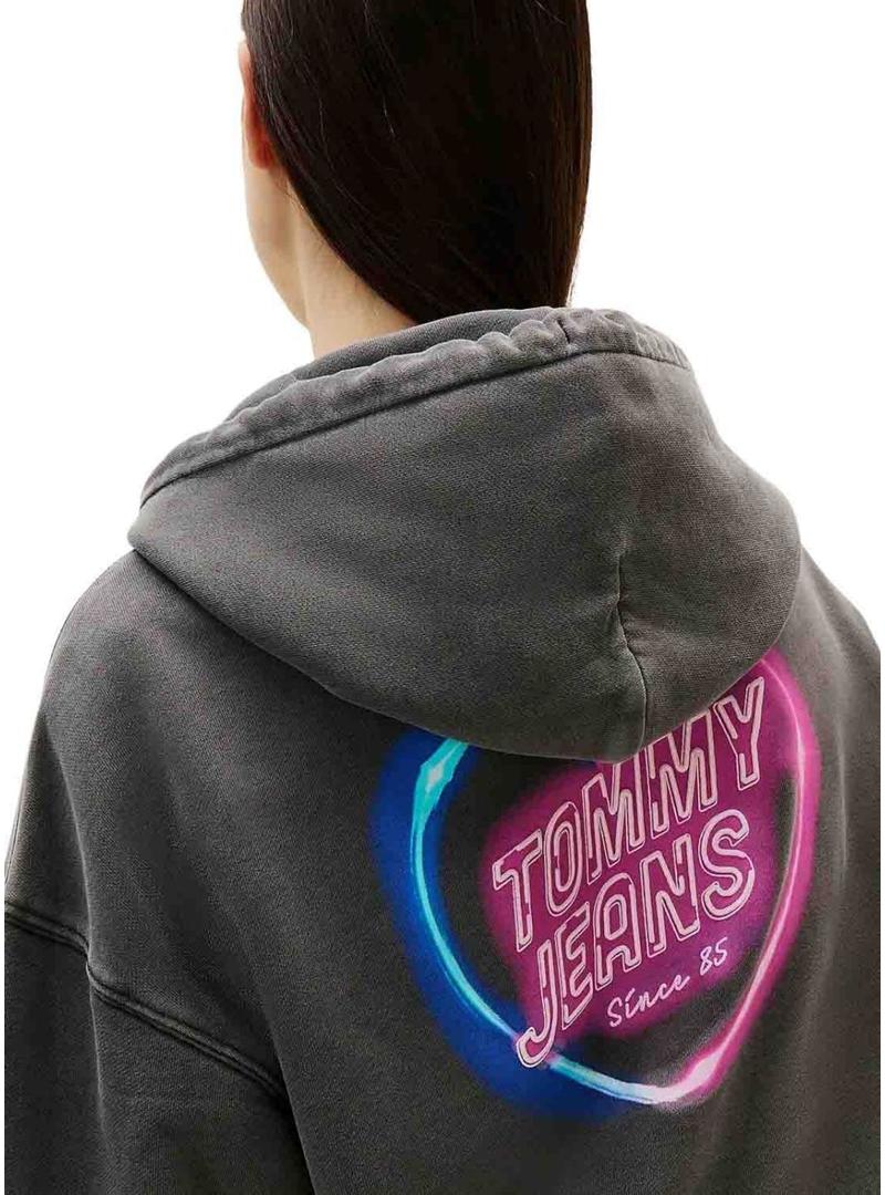 Moletom Tommy Jeans Neon cinza para mulher.