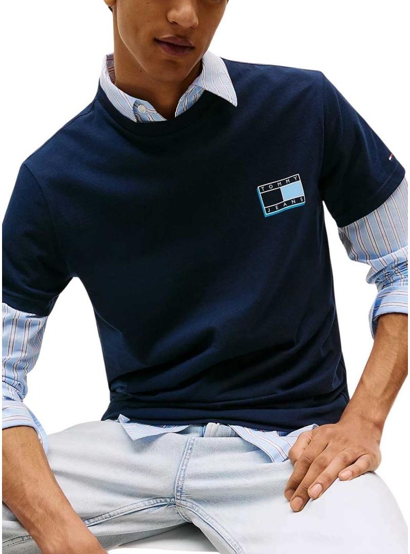 Camiseta Tommy Jeans Slim Pop azul marinho para homem