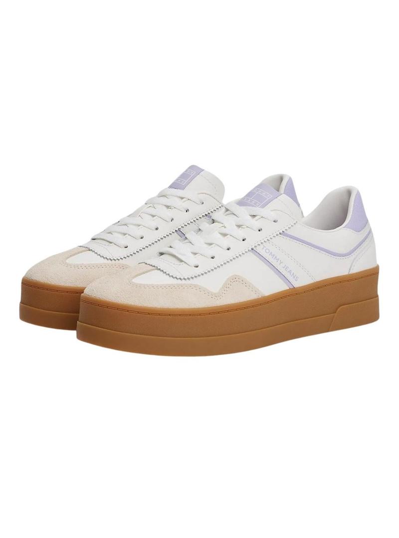 Sapatilhas Tommy Jeans The Greenwich Platform branco e lilás para mulher
