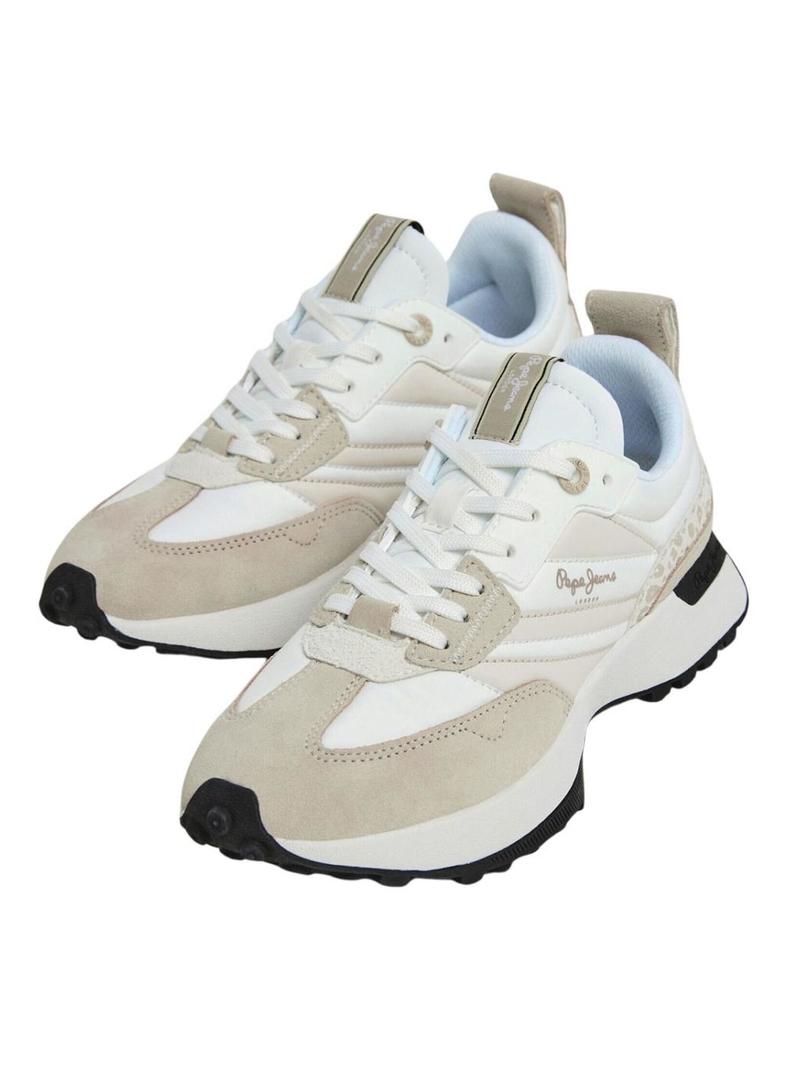Sapatilhas Pepe Jeans Lucky Print bege para mulher.