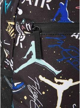 Mochila Air Jordan estampada preta para menina e menino