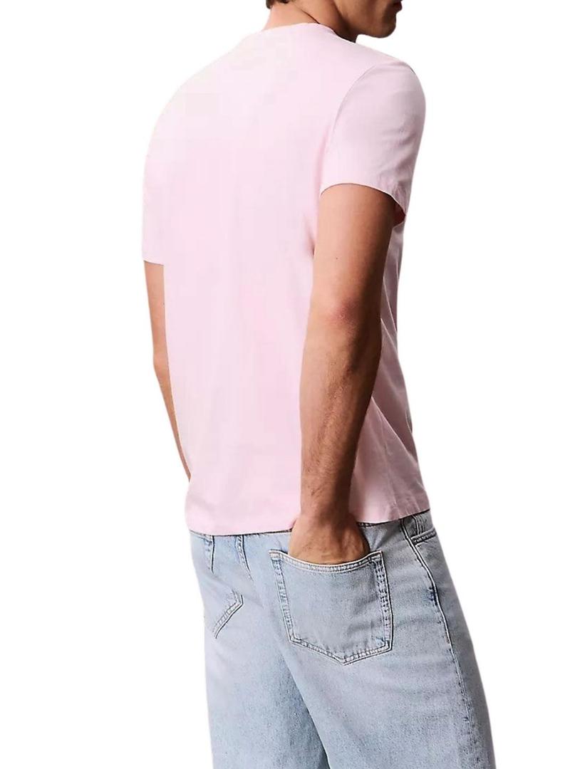 Camiseta Calvin Klein Jeans Box rosa para homem.
