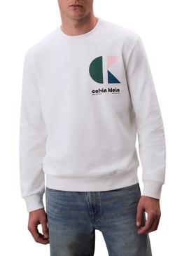 Moleton Calvin Klein Jeans Bauhaus branco para homens