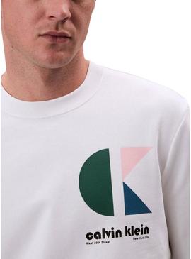 Moleton Calvin Klein Jeans Bauhaus branco para homens