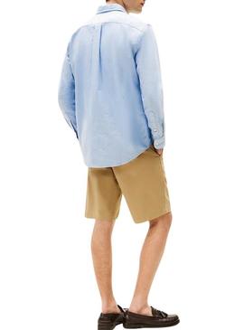 Camisa Tommy Hilfiger Solid Heritage Oxford azul para homem.