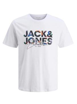 Camiseta Jack and Jones Geplas branca para criança.