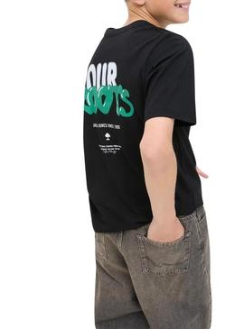 Camiseta Jack and Jones Wobly preta para criança.