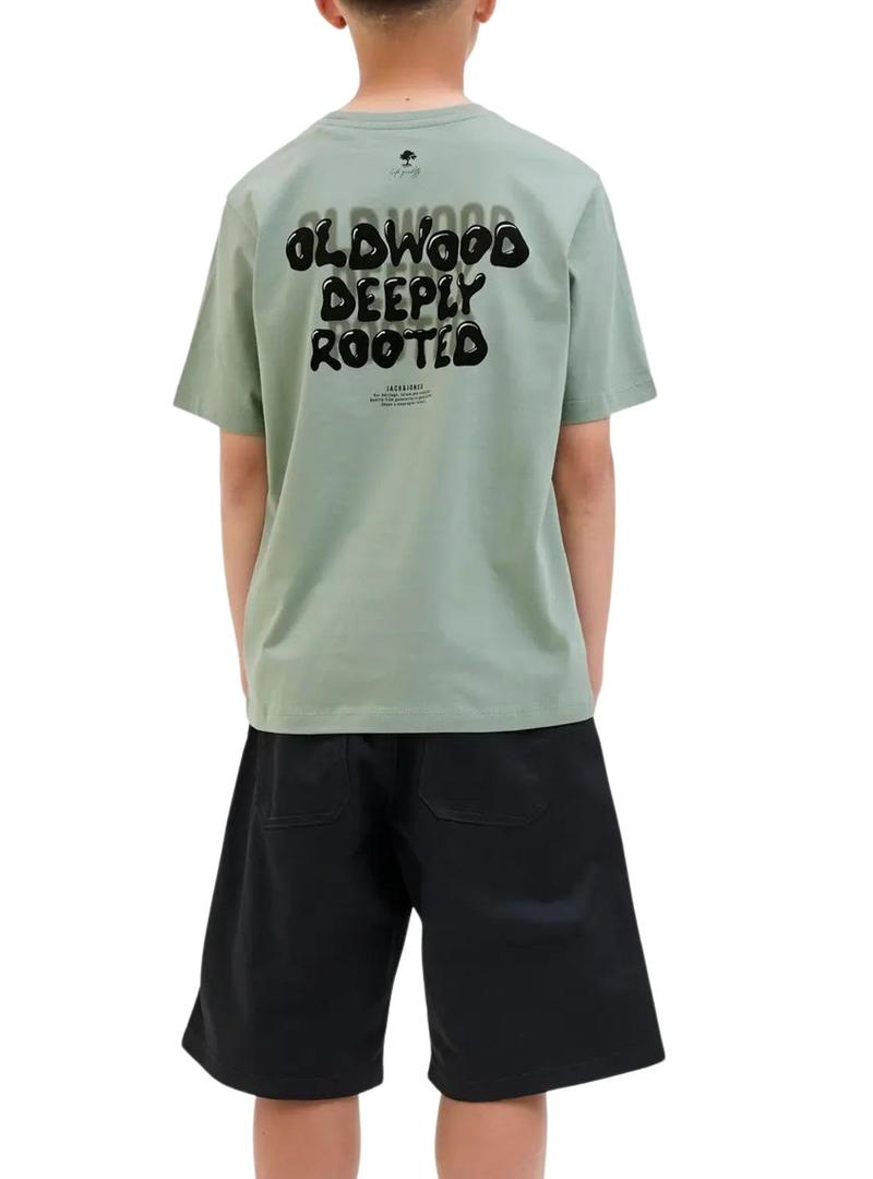 Camiseta Jack and Jones Wobly verde para menino