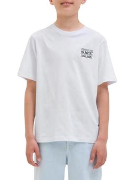 Camiseta Jack and Jones Wobly branca para criança