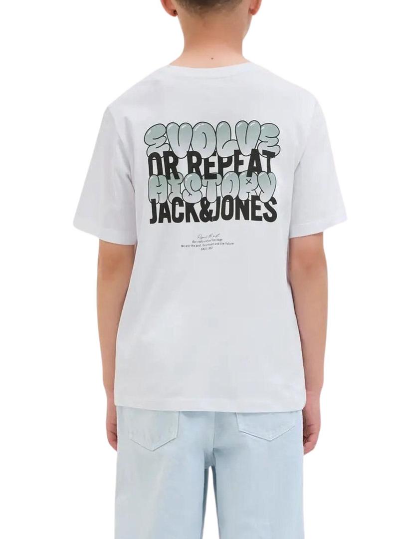 Camiseta Jack and Jones Wobly branca para criança