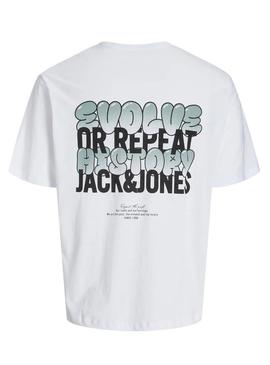 Camiseta Jack and Jones Wobly branca para criança