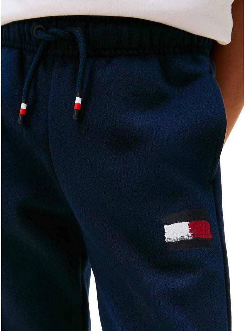 Calça de moletom Tommy Hilfiger Flag azul criança