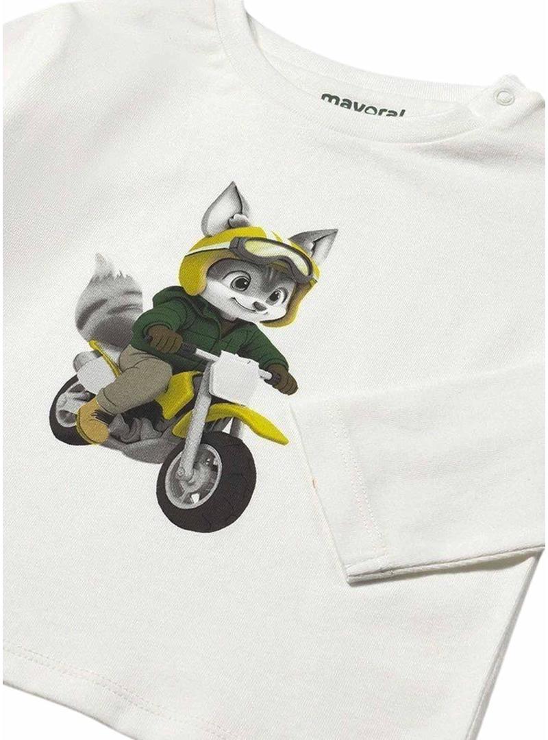 Camiseta Mayoral motociclista branca para bebê