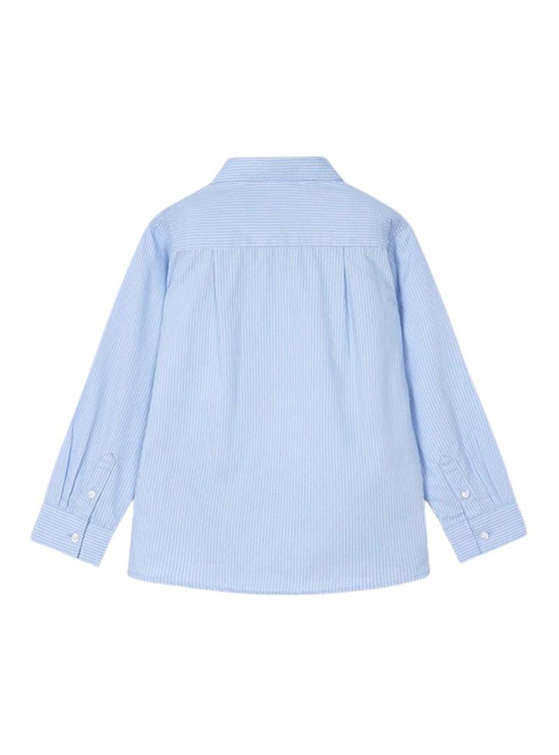 Camisa básica listrada azul da Mayoral para menino.