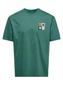 Camiseta Only and Sons Art not War verde para homem