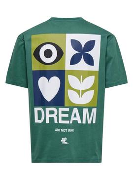 Camiseta Only and Sons Art not War verde para homem