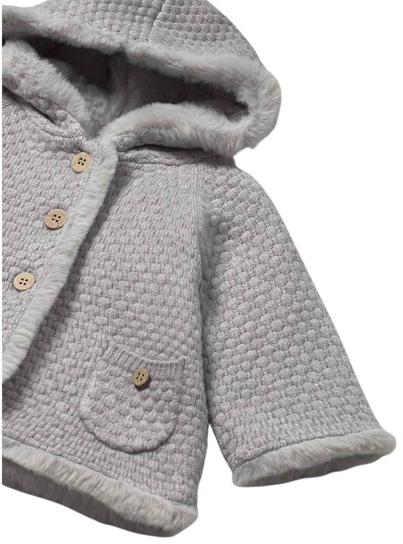 Jaqueta Mayoral tricot com pelos cinza para bebê