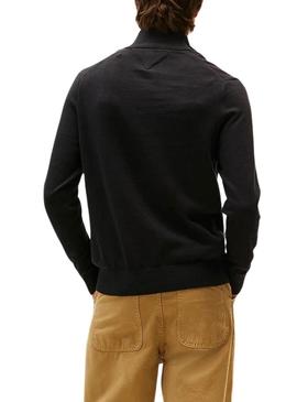 Camisola Tommy Hilfiger Cashmere Zip preta para homem.