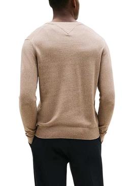 Camisola Tommy Hilfiger em caxemira bege para homem.