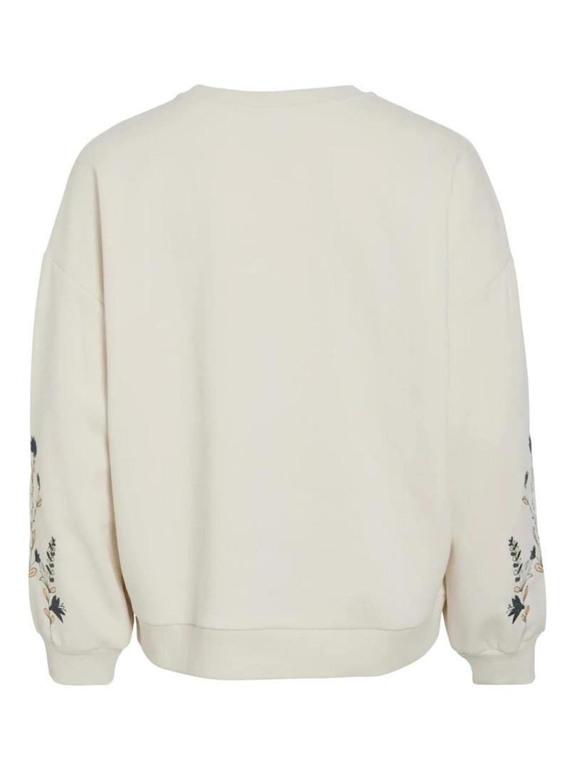 Suéter Vila Viminna bordado floral bege para mulher