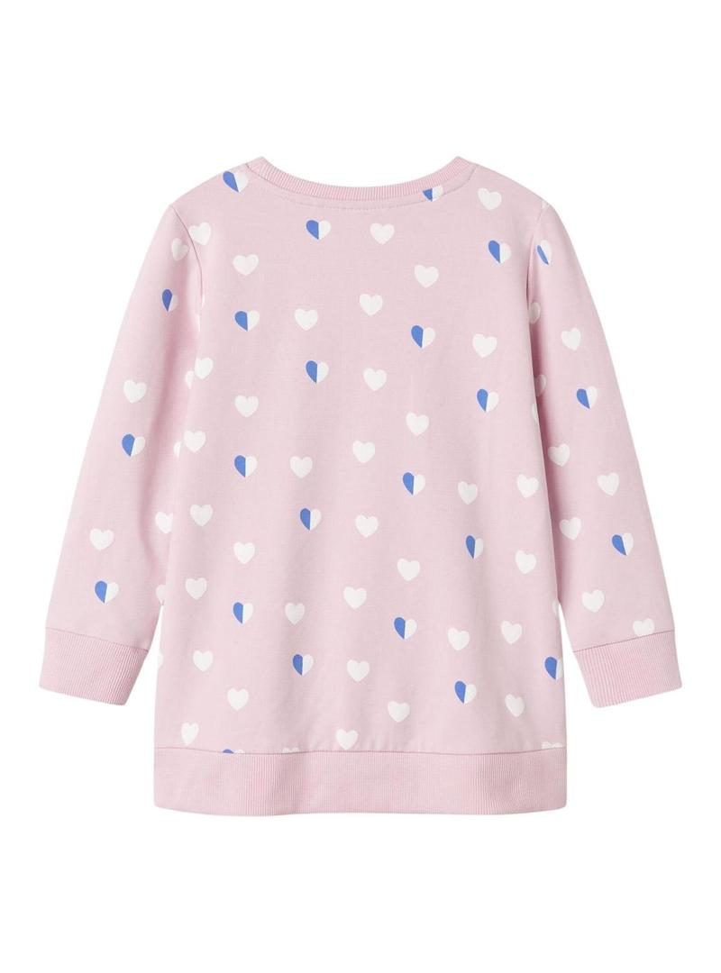 Moletom comprido Name It Lia rosa para menina