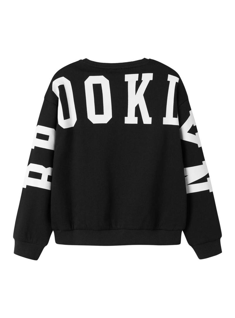 Moletom Name It Nevea relaxado preto para menina.